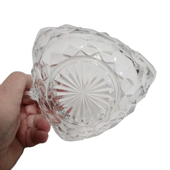 Vtg Fostoria American Clear Triangle Square Shape 5" Nappy Bowl With Handle - Picture 7 of 7